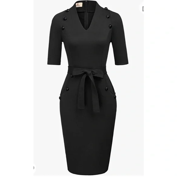 Grace Karin Dresses | Slim Fit Business Dress Short Sleeved Pencil Skirt | Color: Black | Size: Xl | Adowns0801's Closet Grace Karin Dresses | Slim Fit Business Dress Short Sleeved Pencil Skirt | Color: Black | Size: Xl | Adowns0801's Closet